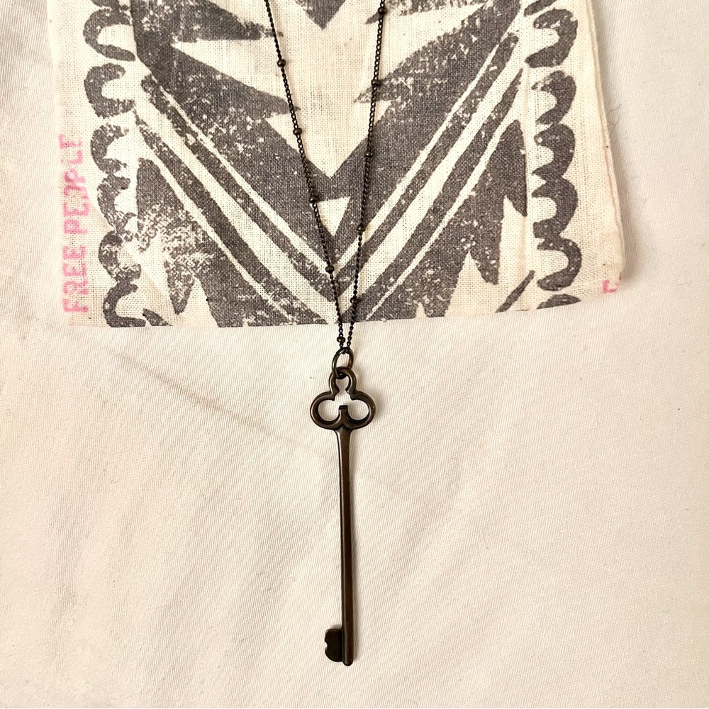 Free People Long Brass Key Necklace